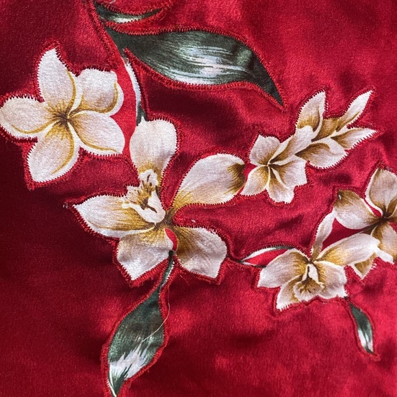 OSCAR DE LA RENTA Vintage 70s Silk Sateen ruby red caftan like v-neck maxi dress - Picture 9 of 14
